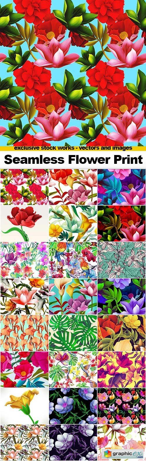 Seamless Flowers Prints - 25x JPEGs