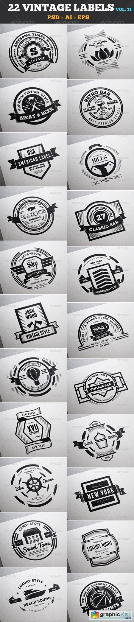 22 Vintage Labels & Badges Logos Insignias V11 7533985