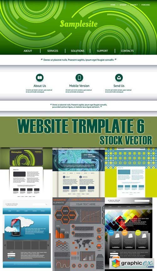Stock Vectors - Website Template 6, 25xEPS