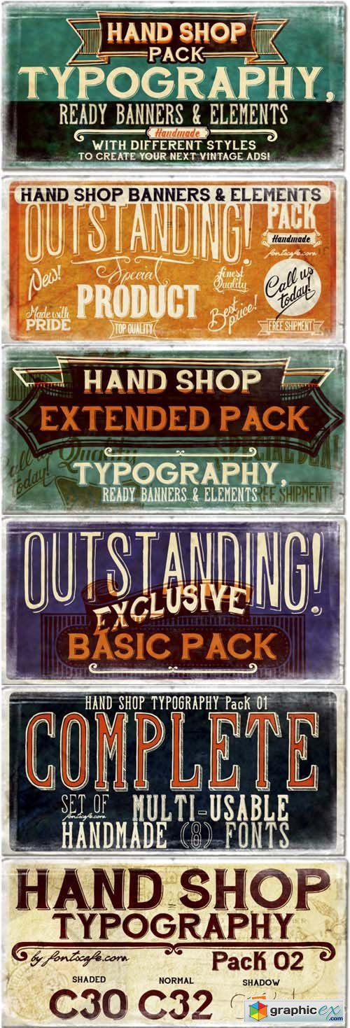 Hand Shop Pack Font Family - 14 Font $546