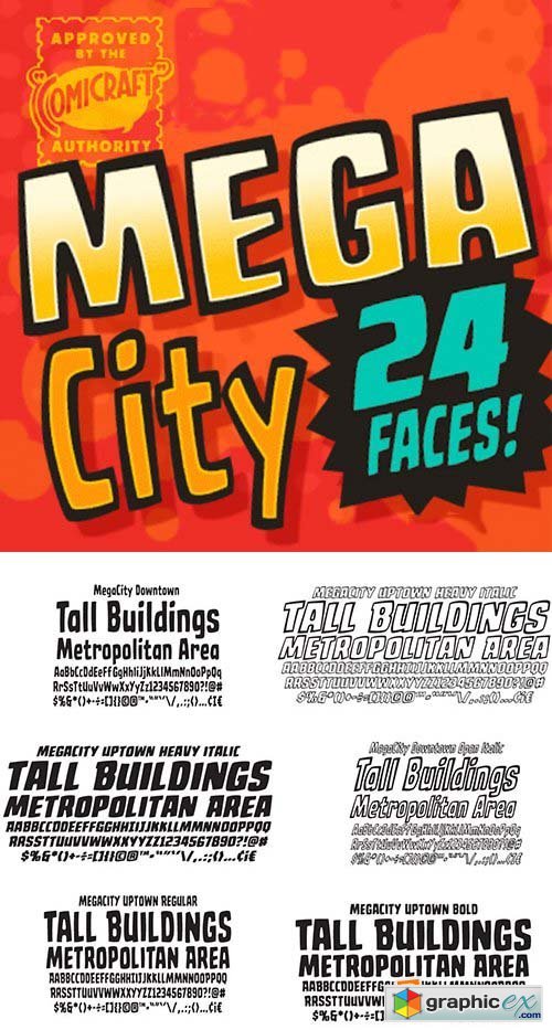 Mega City Font Family - 24 Fonts $79