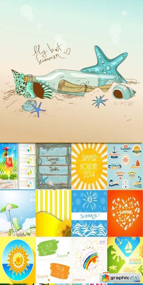 Summer holidays vector illustration, 25xEPS
