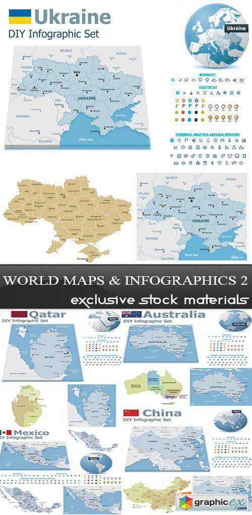 World Maps and Infographics 2, 25xEPS