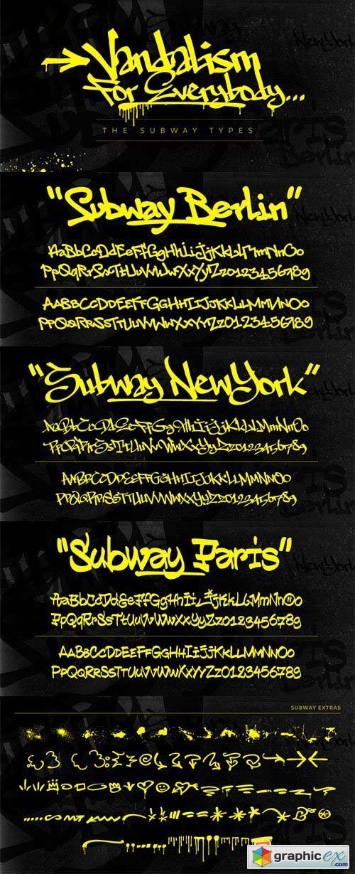 The Subway Types Font Family - 3 Font $120