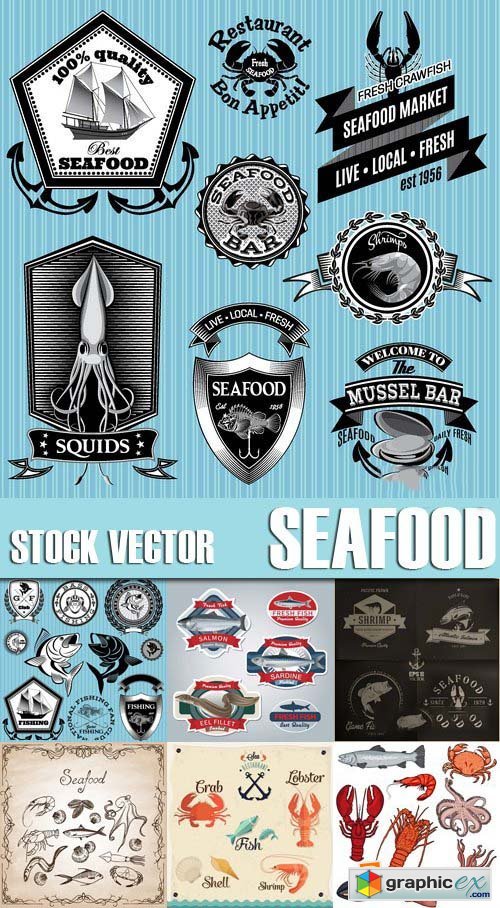 Stock Vectors - Seafood, 25xEPS