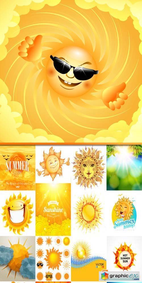 Funny smiling sun vector illustration,25xEPS