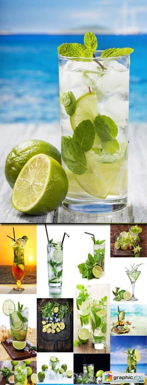 Mojito cocktail with lime and mint, 25xJPG