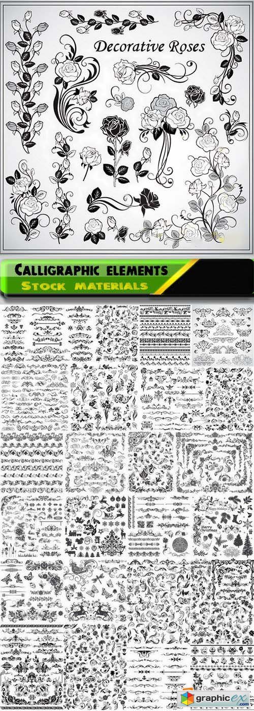 Set of calligraphic elements for page decoration 25xEPS