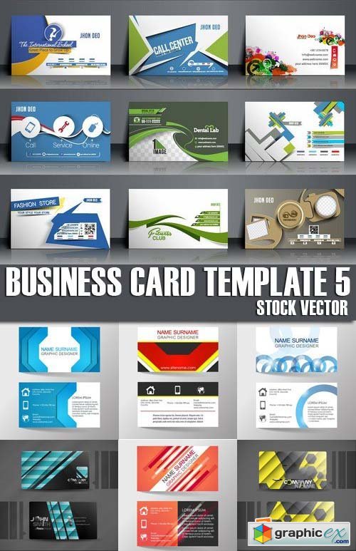 Stock Vectors - Business Card Template 5, 25xEPS