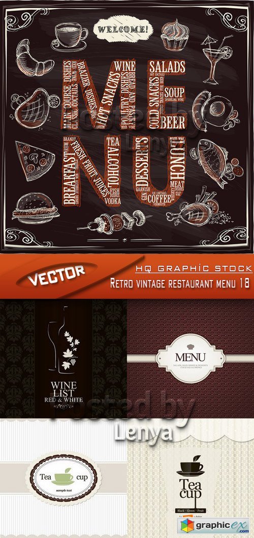 Stock Vector - Retro vintage restaurant menu 18