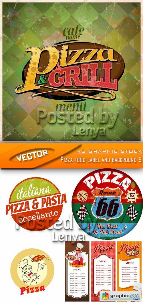 Stock Vector - Pizza food label and backround 5