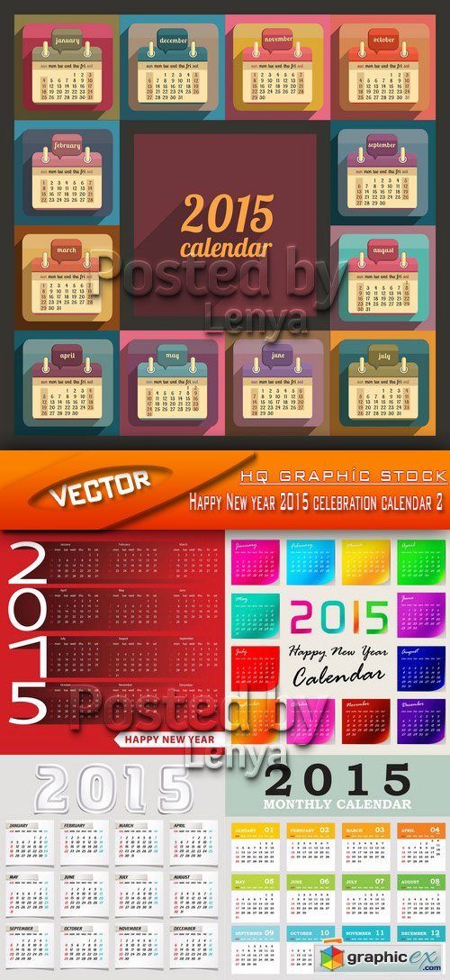 Stock Vector - Happy New year 2015 celebration calendar 2