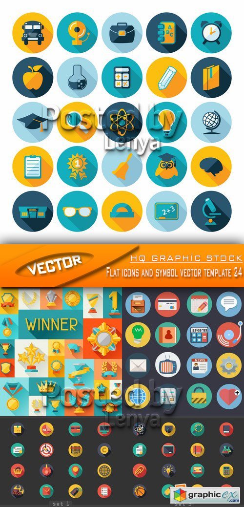 Stock Vector - Flat icons and symbol vector template 24