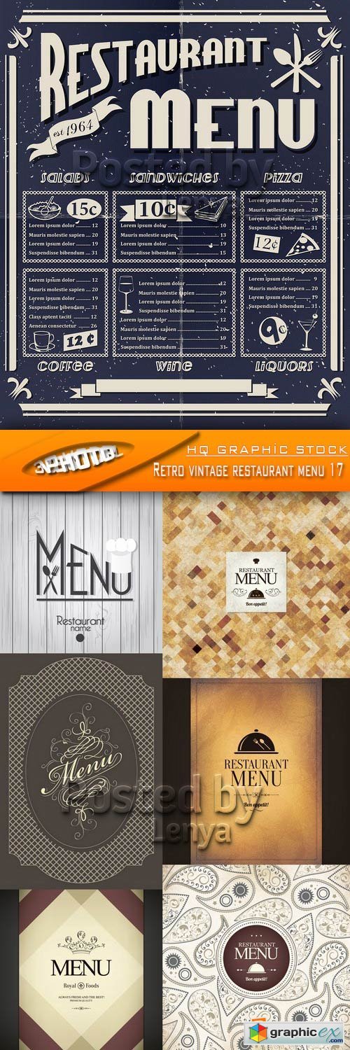 Stock Vector - Retro vintage restaurant menu 17