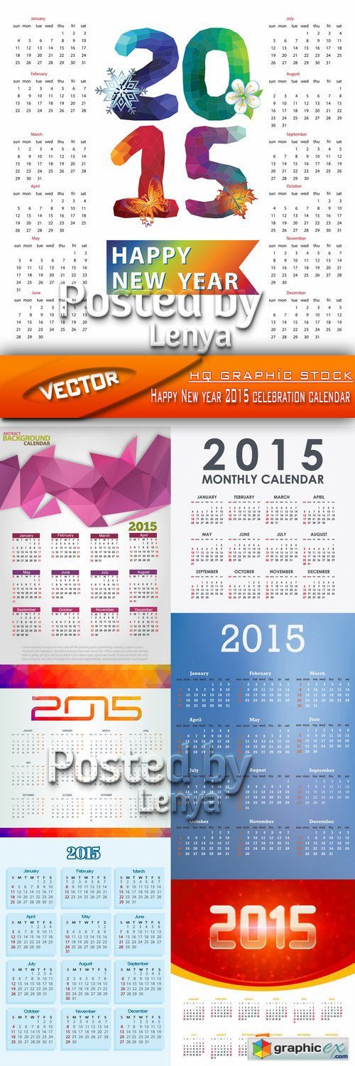 Stock Vector - Happy New year 2015 celebration calendar