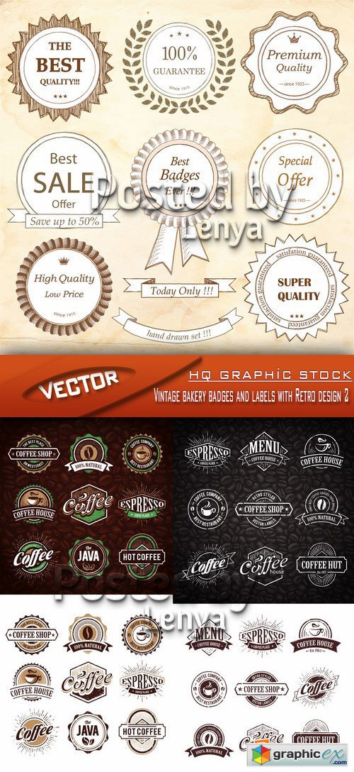 Stock Vector - Vintage bakery badges and labels with Retro design 2