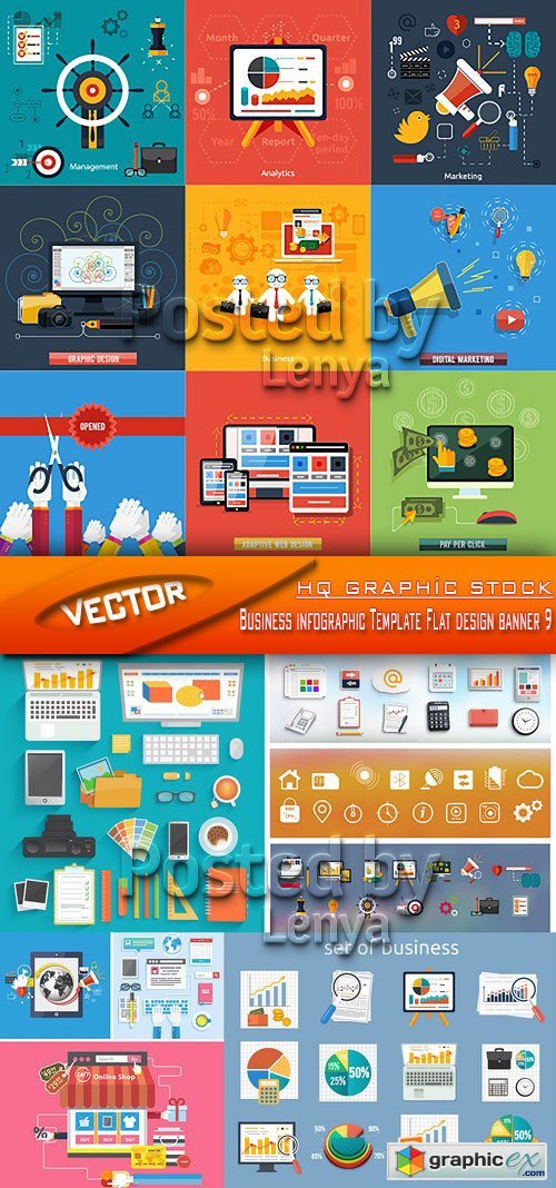 Stock Vector - Business infographic Template Flat design banner 9