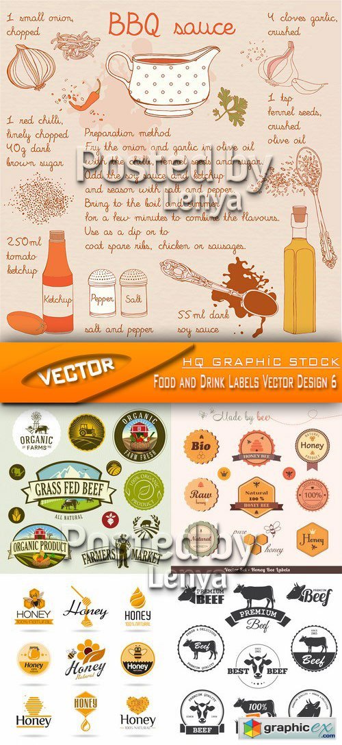 Stock Vector - Food and Drink Labels Vector Design 6