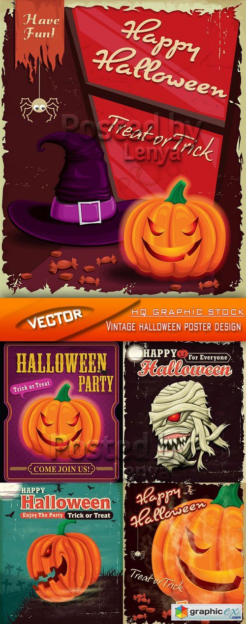 Stock Vector - Vintage halloween poster design