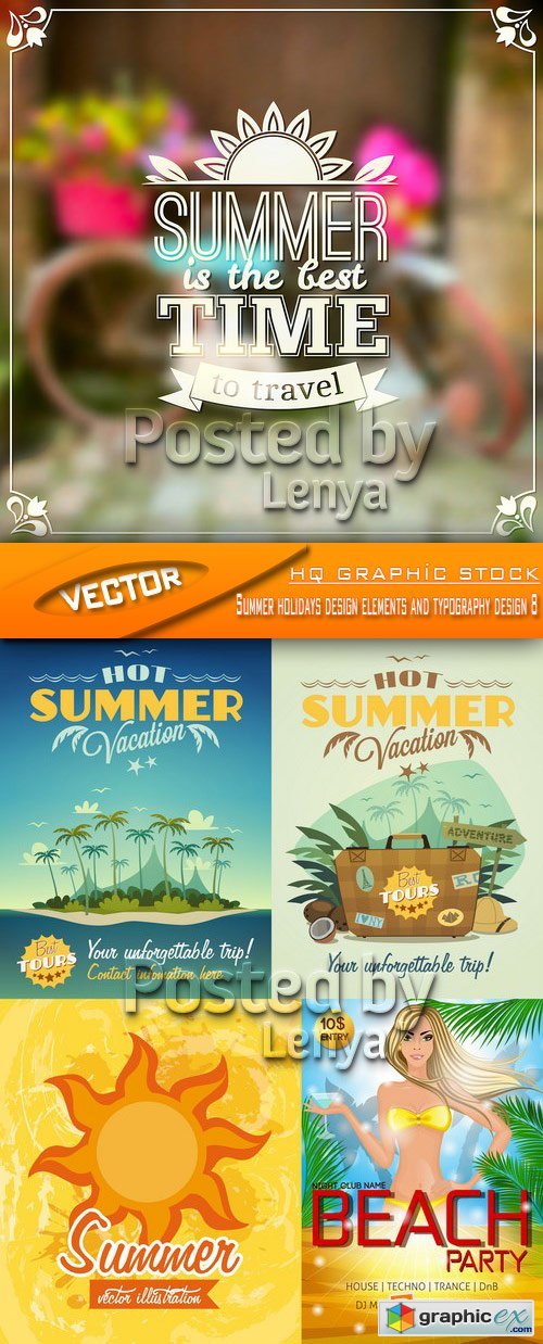 Stock Vector - Summer holidays design elements and typography design 8