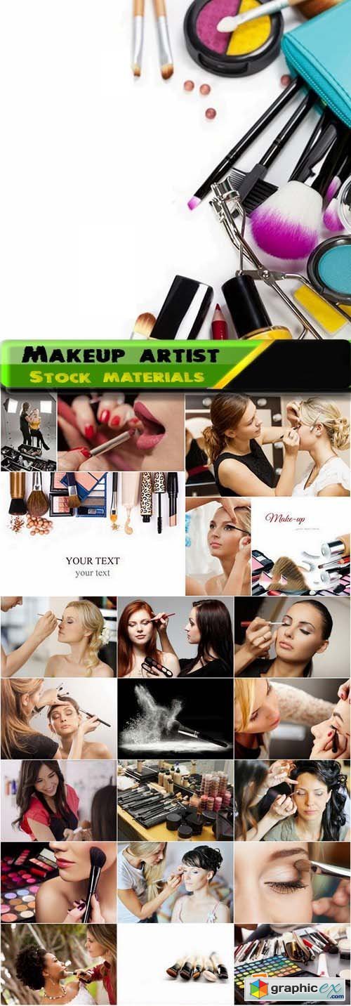 Makeup artist and makeup products Stock Images 25xJPG