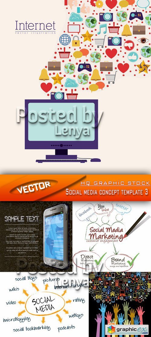 Stock Vector - Social media concept template 3b