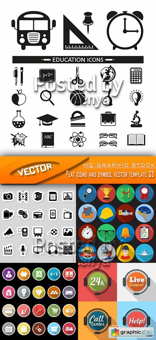Stock Vector - Flat icons and symbol vector template 23