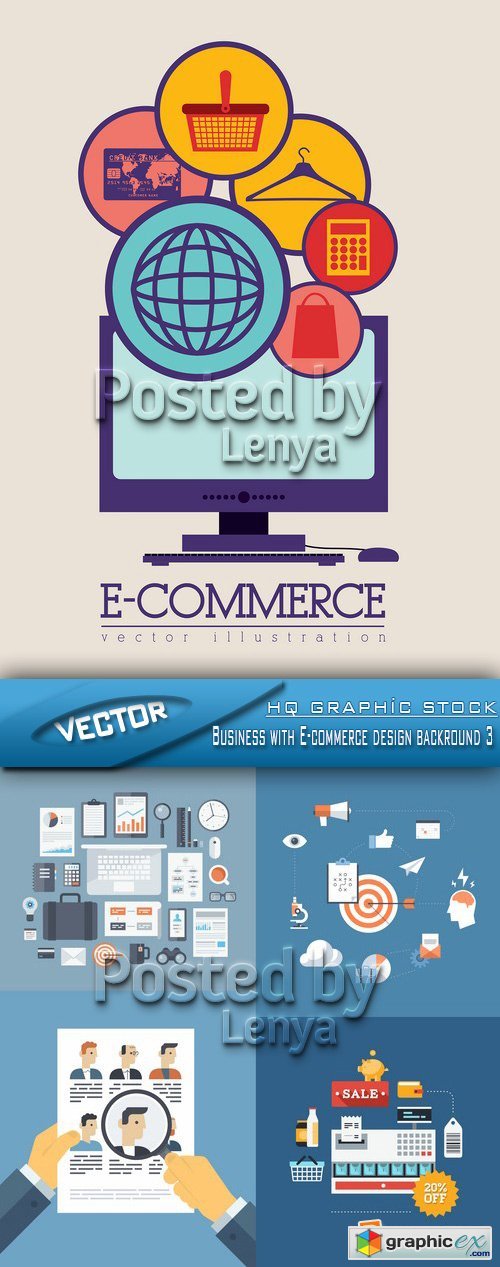 Stock Vector - Business with E-commerce design backround 3