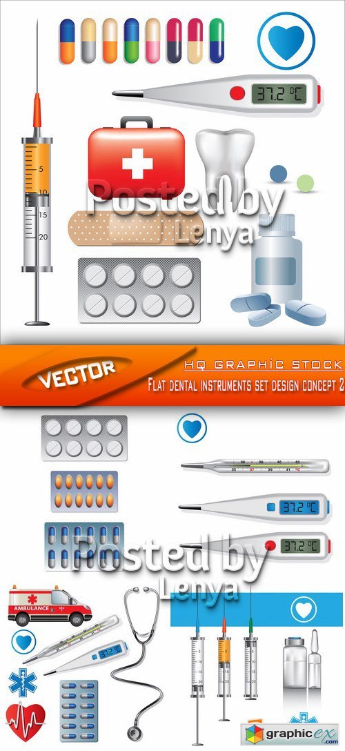 Stock Vector - Flat dental instruments set design concept 2