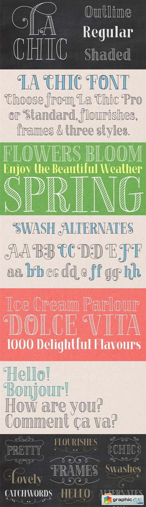 La Chic Font Family - 12 Fonts for $221