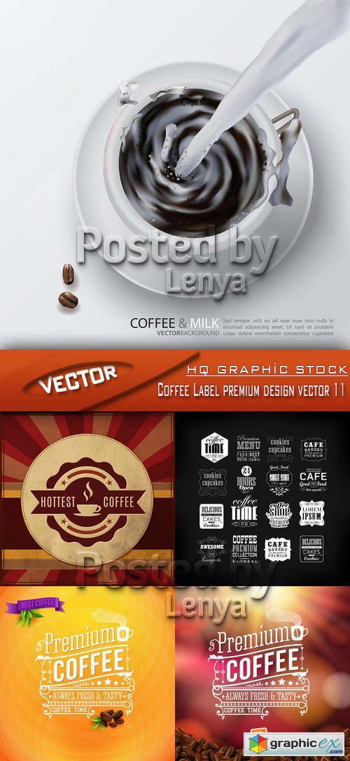 Stock Vector - Coffee Label premium design vector 11