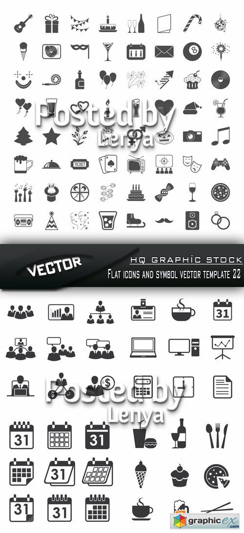 Stock Vector - Flat icons and symbol vector template 22