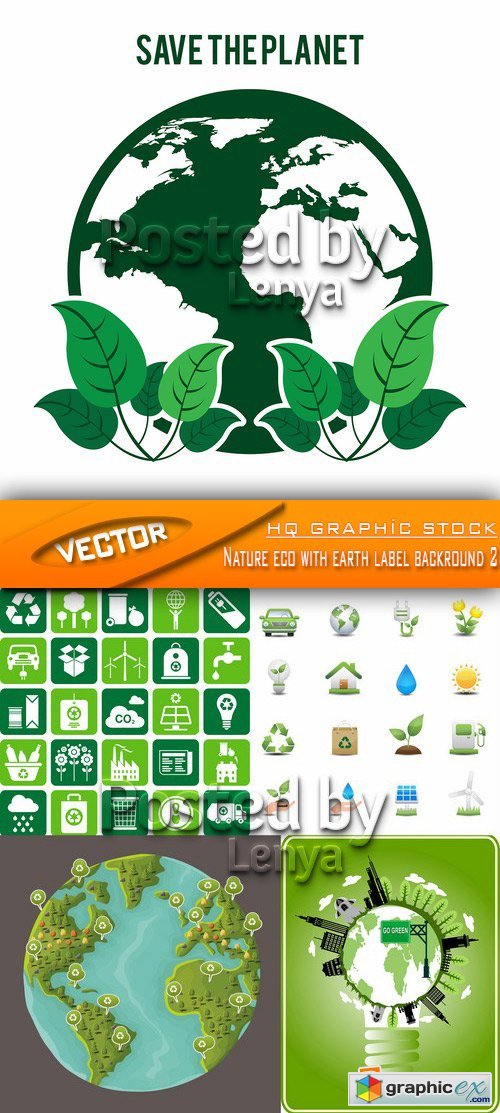 Stock Vector - Nature eco with earth label backround 2