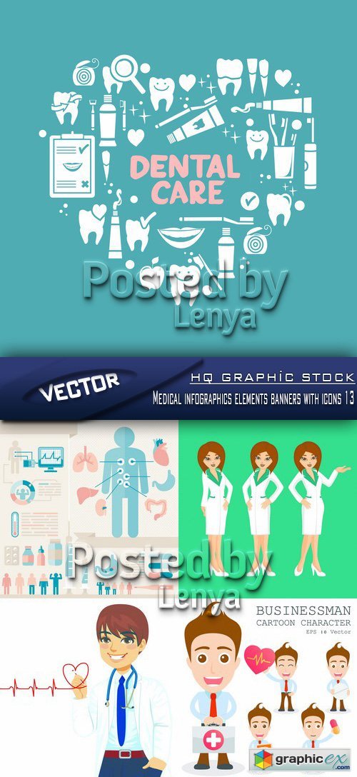 Stock Vector - Medical infographics elements banners with icons 13