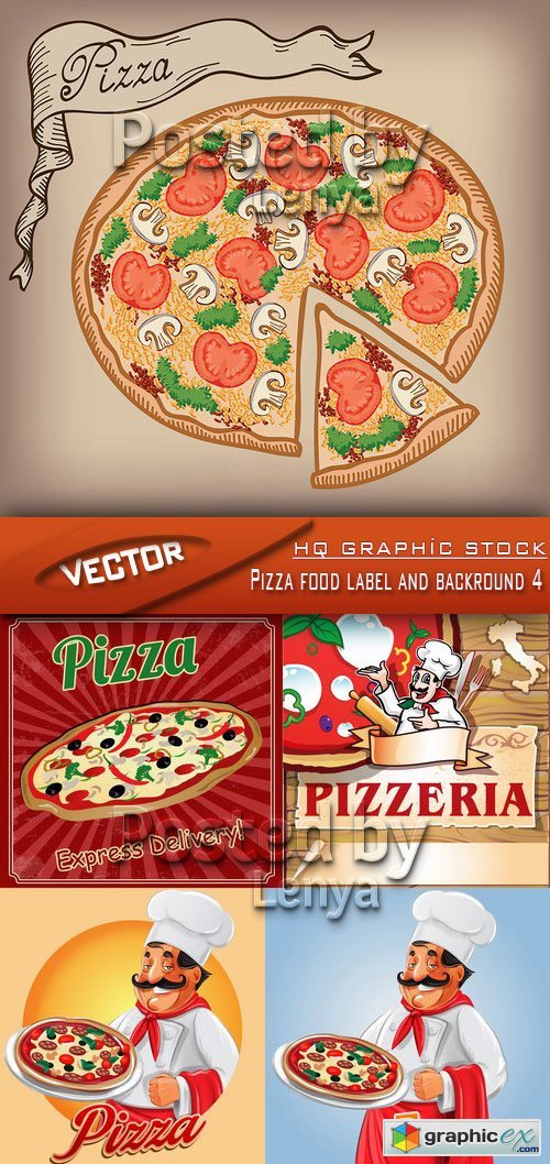 Stock Vector - Pizza food label and backround 4