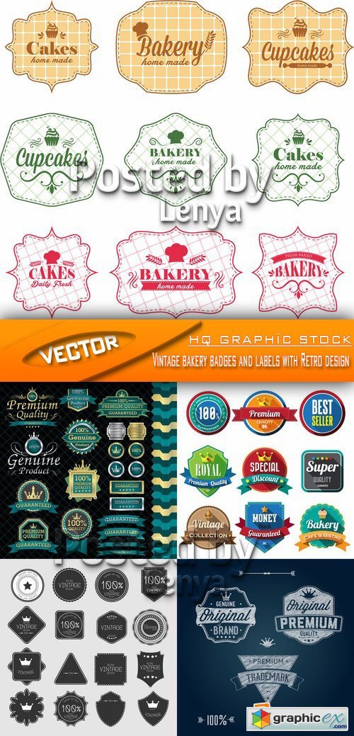 Stock Vector - Vintage bakery badges and labels with Retro design