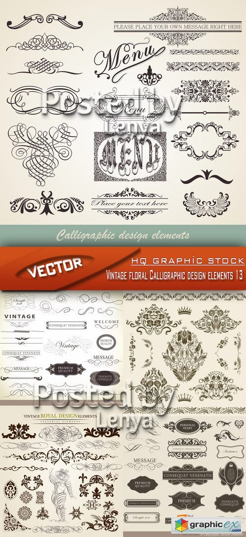 Stock Vector - Vintage floral Calligraphic design elements 13