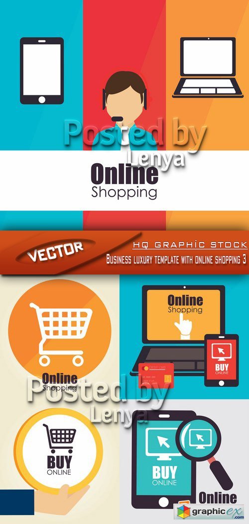Stock Vector - Business luxury template with online shopping 3