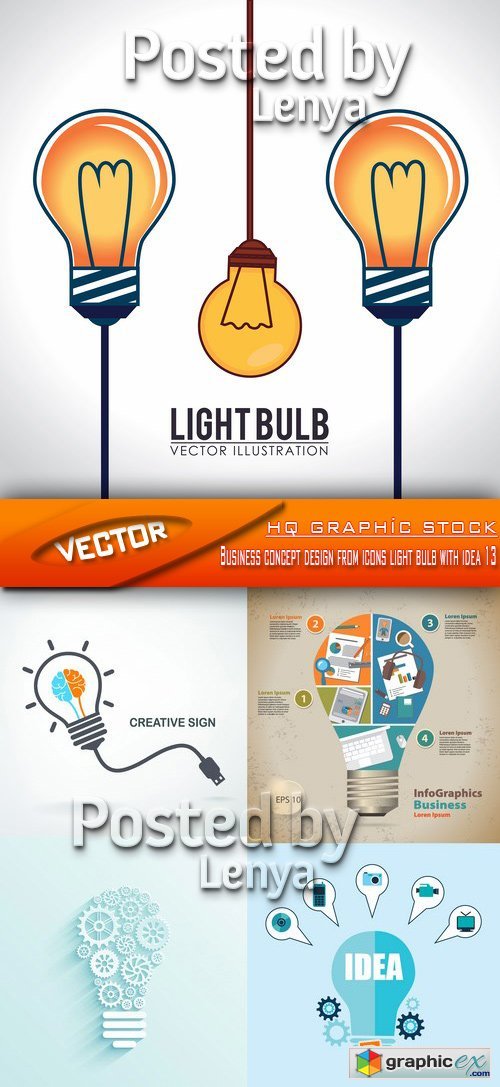Stock Vector - Business concept design from icons light bulb with idea 13