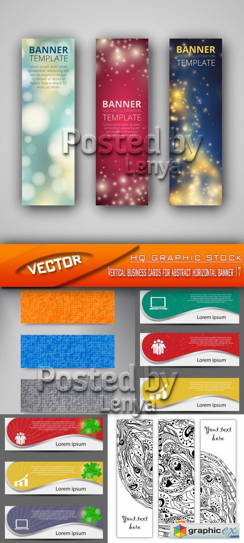 Stock Vector - Vertical business cards for abstract horizontal banner 17