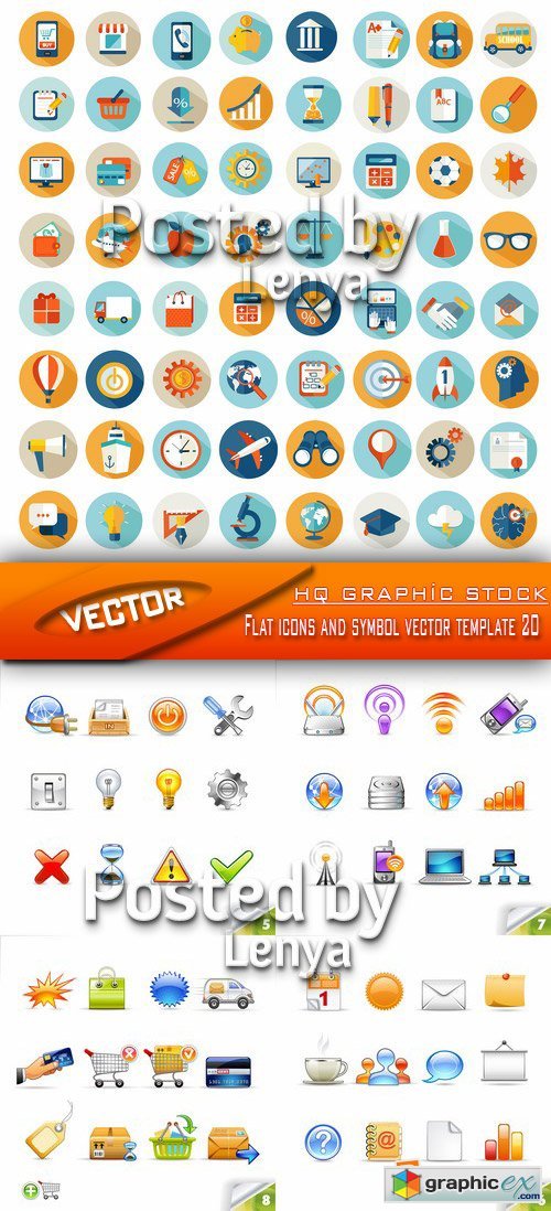 Stock Vector - Flat icons and symbol vector template 20