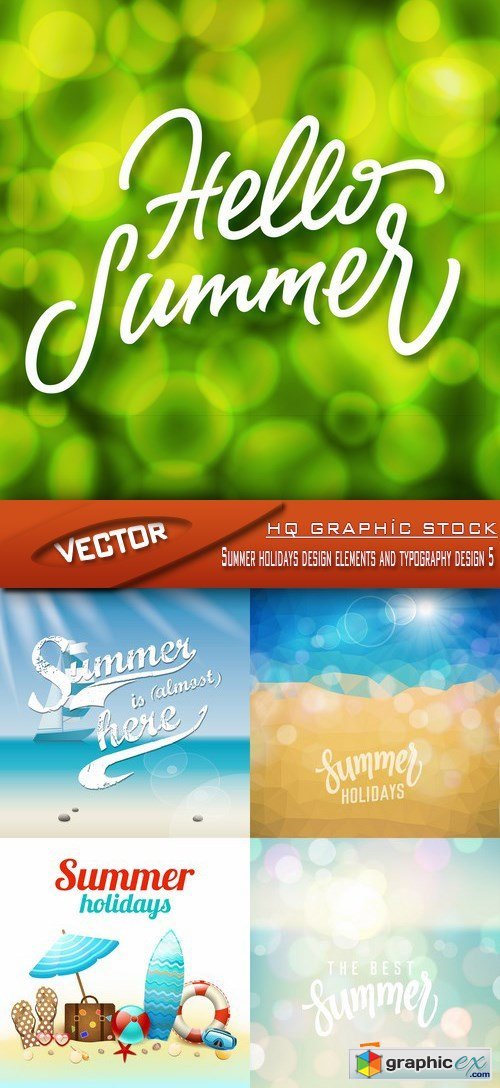 Stock Vector - Summer holidays design elements and typography design 5