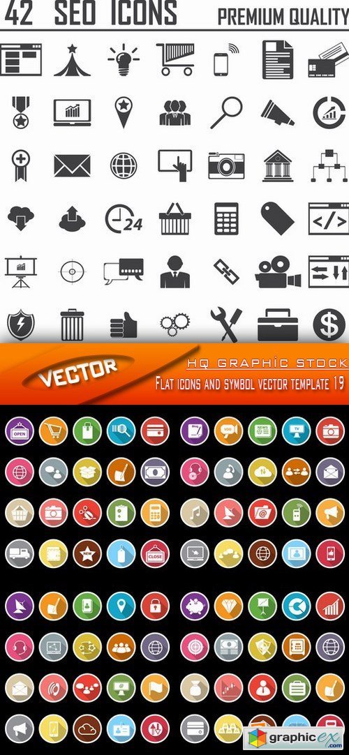 Stock Vector - Flat icons and symbol vector template 19