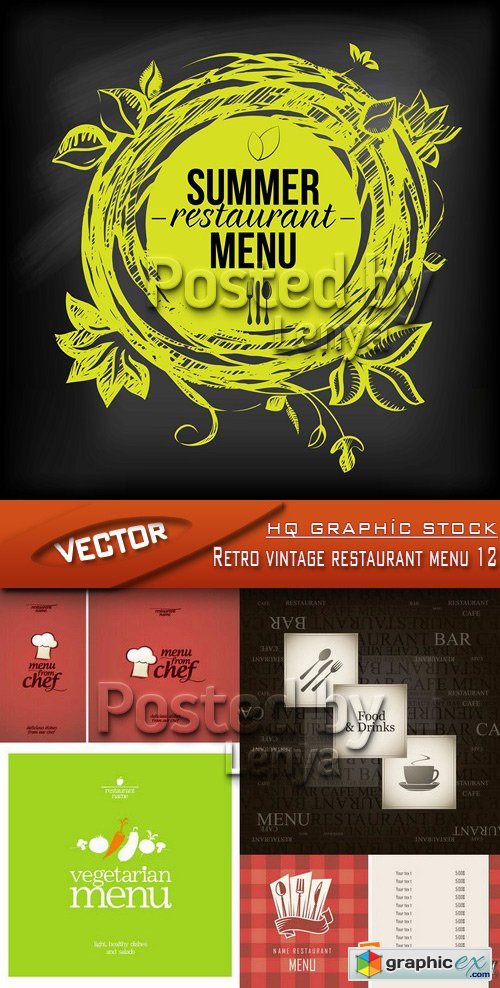 Stock Vector - Retro vintage restaurant menu 12