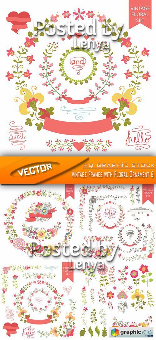 Stock Vector - Vintage Frames with Floral Ornament 6