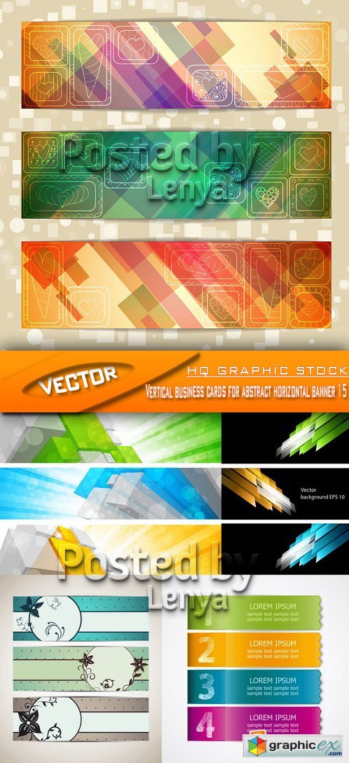 Stock Vector - Vertical business cards for abstract horizontal banner 15