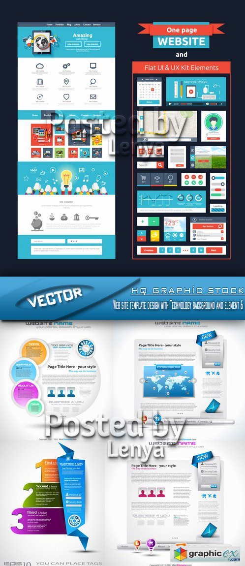 Stock Vector - Web site template design with Technology background and element 6
