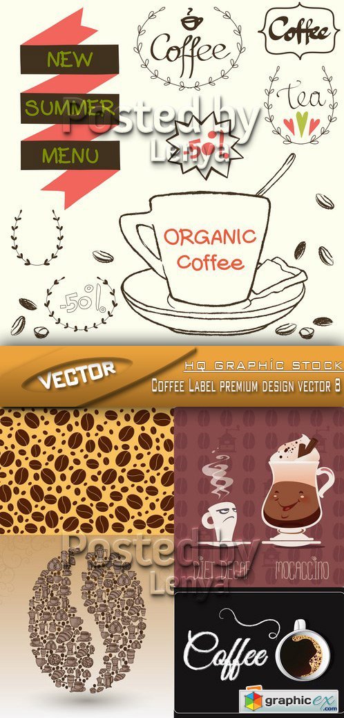 Stock Vector - Coffee Label premium design vector 8
