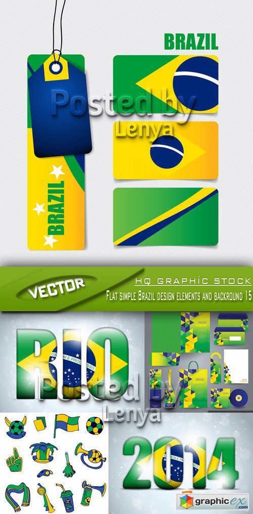 Stock Vector - Flat simple Brazil design elements and backround 15