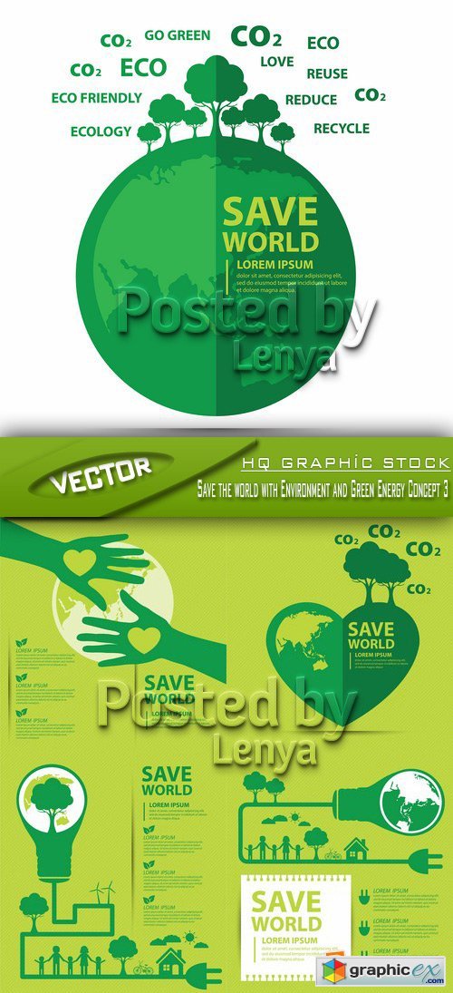 Stock Vector - Save the world with Environment and Green Energy Concept 3